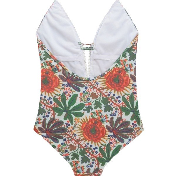 Women's One Piece Swimsuit with Beach Wear Floral Print Bikini Set One Piece Bathing Suit