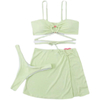 3 Piece Swimsuits Women Bikini Sets Triangle Halter Bathing Suit with Sexy Beach Cover Up