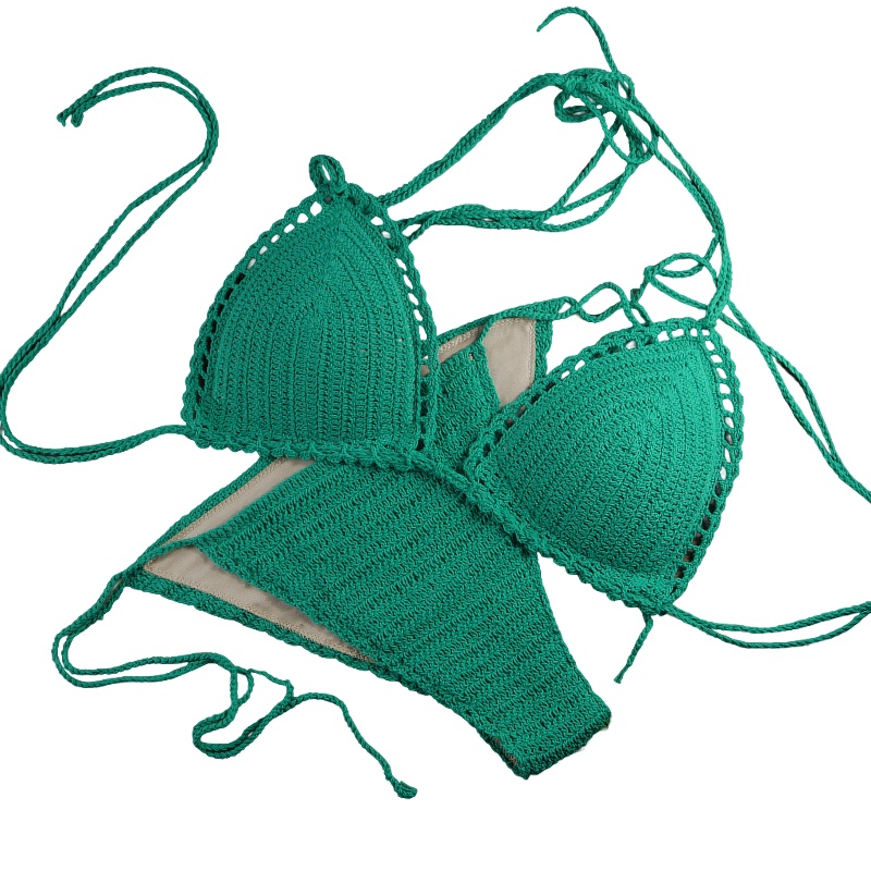 Bikini Set for Women Two Piece Swimsuits V Neck Low Rise Crisscross Back Self Tie Spaghetti Straps