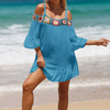 Summer Dress for Lady Swim Cover Up Women's Beachwear Off Shoulder Bathing Suit Coverups Half Sleeve Loose Swimsuit