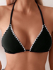 Bikini Set for Women Solid V Neck Knot Front Push Up High Leg Thong Two Piece Swimsuit