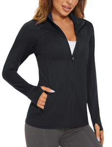 Women's UPF 50+ Lightweight Athletic Jacket Sun Protection Full Zip Long Sleeve Shirts Hiking Outdoor Pockets