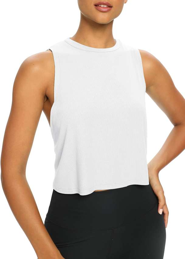 Womens Open Back Workout Shirts Cropped Yoga Tank Tops Backless Athletic Clothes