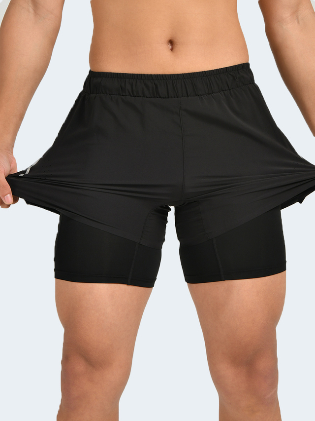Men’s Athletic Wear Quick Dry Tight 2 In 1 Jogger Sports Shorts Running Gym Fitness Shorts for Men