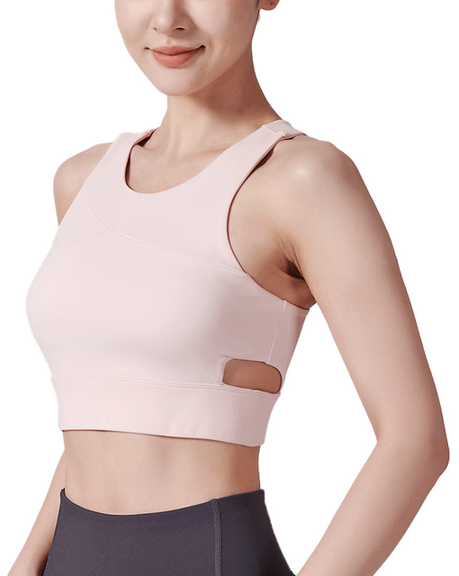 Wholesale Women Cutout Bra Adjustable Side Breast Tightening Support Seamless Bra Thin Breathable Yoga Sports Bra