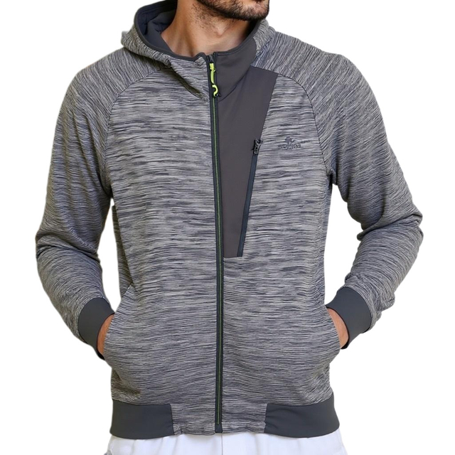 Men's Full-Zip Athletic Jacket with Hoodies Workout Long Sleeve Fishing Hiking Performance Shirt