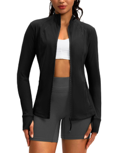 Women's Zip Up Workout Jackets with Pockets Slim Fit Cottony Soft Jacket for Running Athletic Yoga