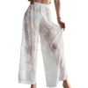 Womens Cover up Pants Sheer Bikini Bottoms Swimsuit Cover up Wide Leg Beach Pants
