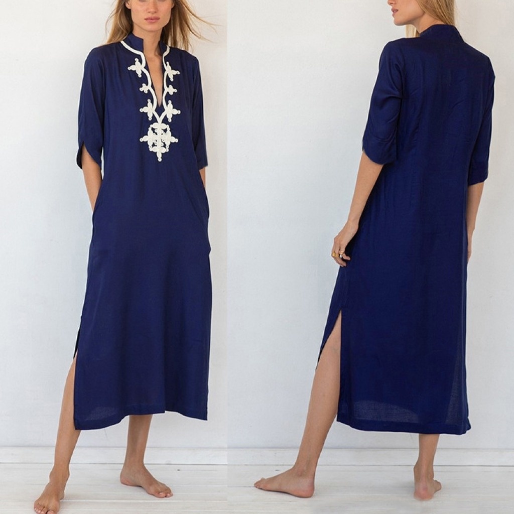 Women's Swimsuit Coverup Casual Deep V Neck Beach Dress Short Sleeve Loose Swimwear Cover Ups 2025 Beachwear