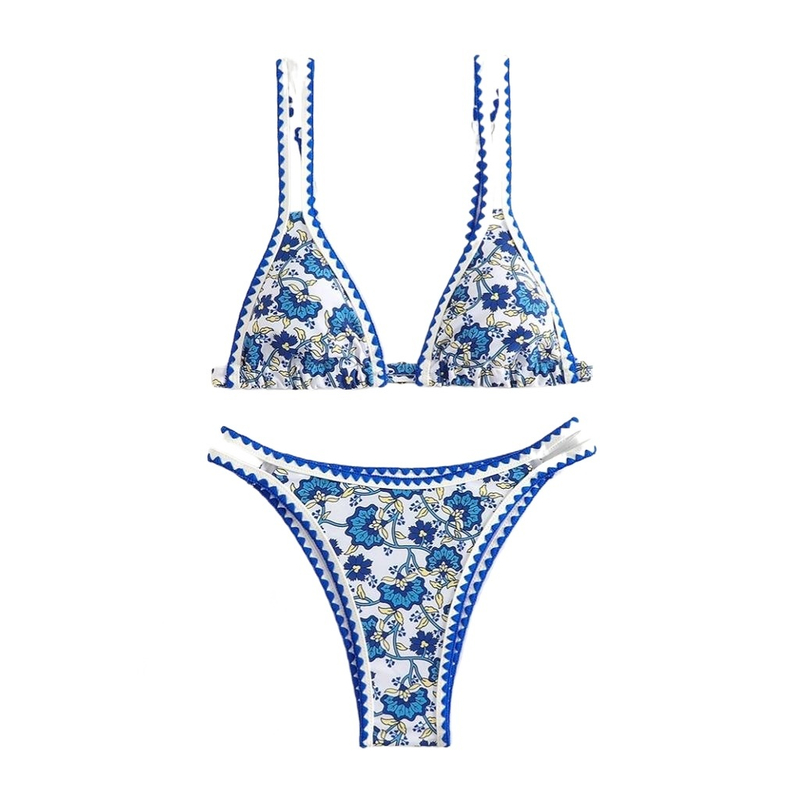 Women's Triangle Bikini Floral String Bikini Set Two Piece Swimsuit Bathing Suits