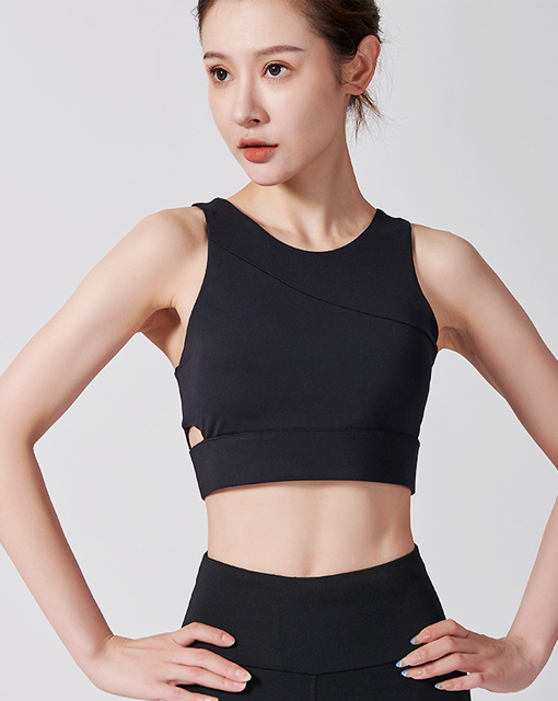 Wholesale Women Cutout Bra Adjustable Side Breast Tightening Support Seamless Bra Thin Breathable Yoga Sports Bra