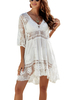 Women's Contrast Lace Bathing Suit Cover Up V-Neck Swimsuit Coverups Loose Swimwear Beach Dress Beachwear