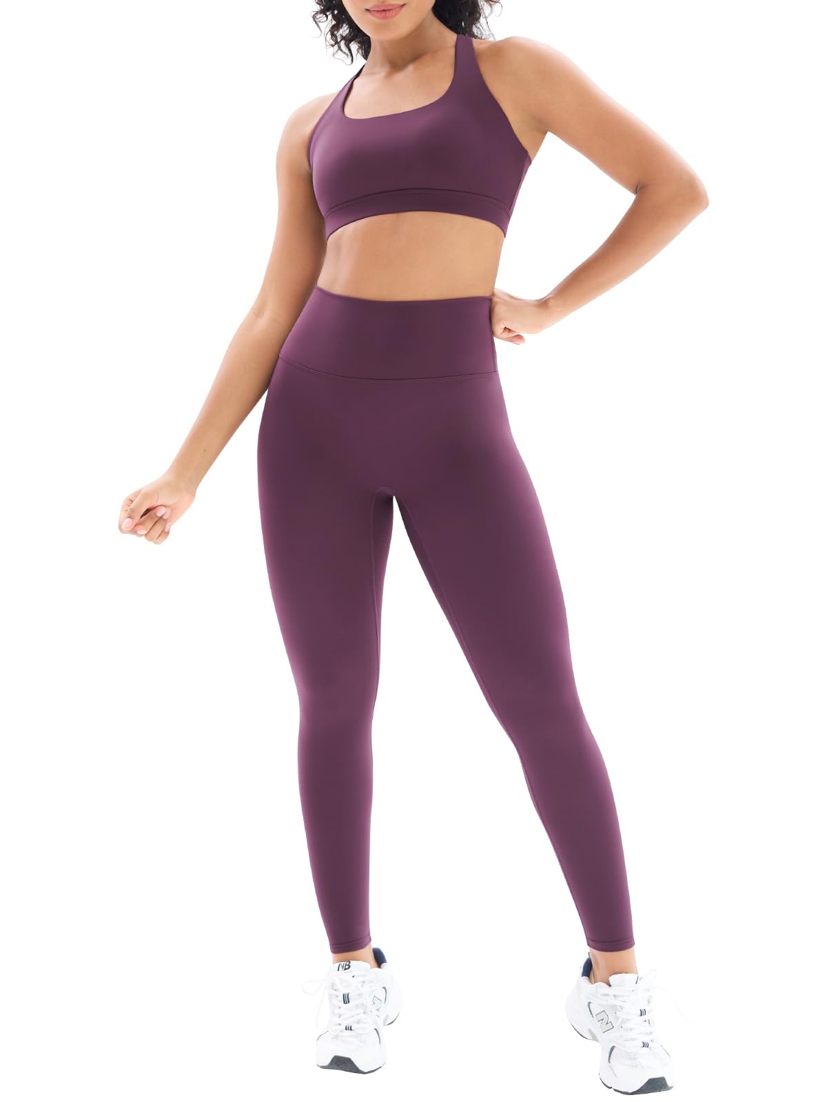 Women's Yoga Outfits 2 Piece High Waisted Leggings with Sports Bra Gym Clothes Sets