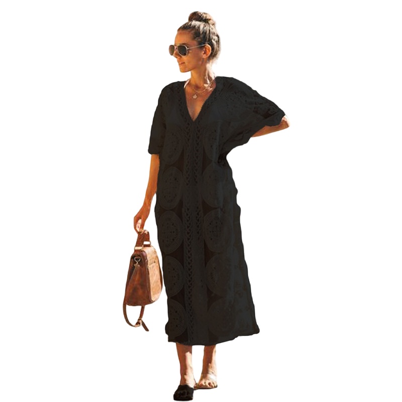 Womens Swimsuit Coverup Lace Crochet V Neck Bathing Suit Cover Up Dress Beach Cover Ups for Swimwear