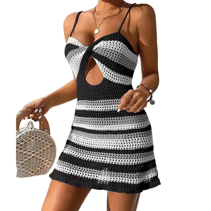 Coverup Summer Dresses for Women 2025 Eyelet Casual Loose Sleeveless Sundresses Tank Dresses Strap Striped Backless Beach Skirt