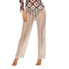 Womens Crochet Cover Up Pants Sheer Mesh High Waist Sexy Casual Knit Summer Swimsuit Coverup Beach Pants