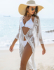 Womens Bathing Suit Cover Up 34 Sleeve Mesh Swimsuit Coverup Long Floral Beach Lace Kimono Summer Cardigan