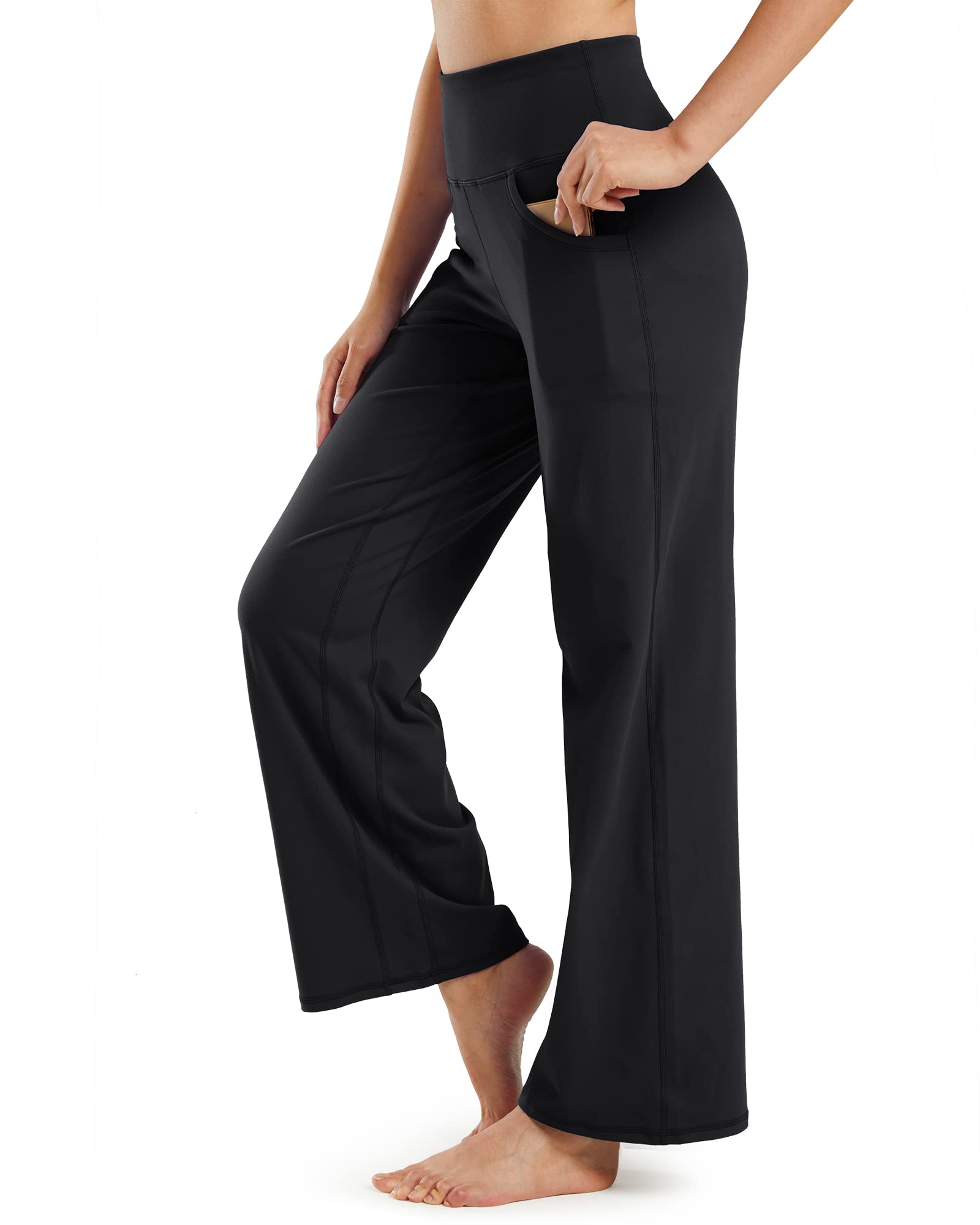 Womens Wide Leg Yoga Pants Casual Work Dress Pants Lounge Sweatpants High Waist Comfy Loose Trousers with Pockets