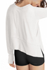 Women's Crop Tops for Yoga Workout Athletic, Ice Cool Feeling Long Sleeves Shirts, Flowy Split Side Slit Oversized
