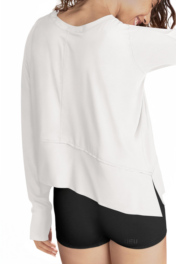 Women's Crop Tops for Yoga Workout Athletic, Ice Cool Feeling Long Sleeves Shirts, Flowy Split Side Slit Oversized