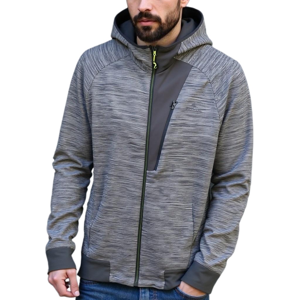 Men's Full-Zip Athletic Jacket with Hoodies Workout Long Sleeve Fishing Hiking Performance Shirt