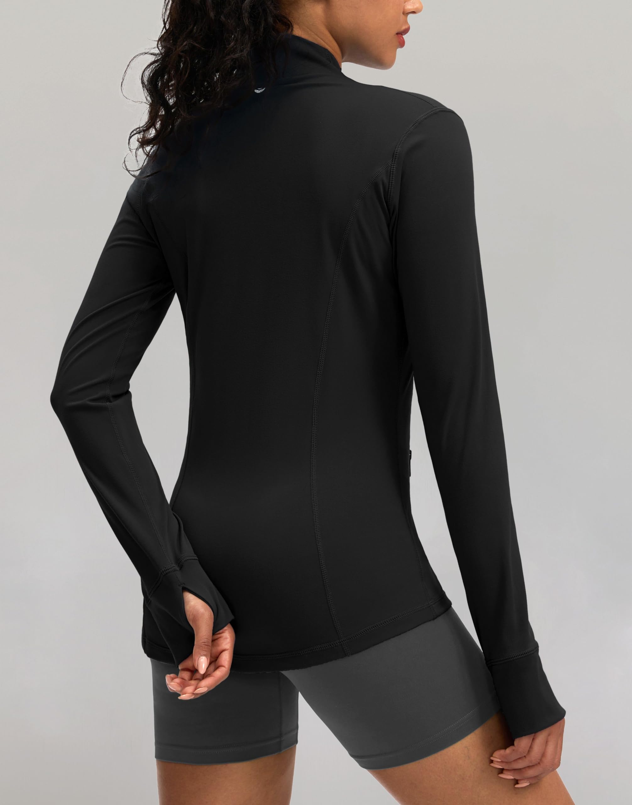 Women's Zip Up Workout Jackets with Pockets Slim Fit Cottony Soft Jacket for Running Athletic Yoga