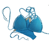 Bikini Set for Women Two Piece Swimsuits V Neck Low Rise Crisscross Back Self Tie Spaghetti Straps