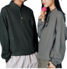 Large Grain Waffle Retro Contrast Color Stand Collar T-Shirt Long Sleeves Tees