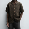 Short Sleeve Camp Retro Knit Crochet Shirt 