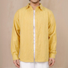 Yellow Mash Wrinkle Spread Collar Textured Slim Fit Shirt