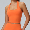 Womens Halter Built in Bra Workout Sports Tank Tops Summer Trendy Backless Going Out Clothing Crop Tank Tops with Removable Pads